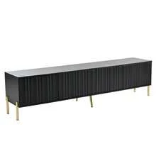 Black TV Stand, 190 Cm (Length) X 38 Cm (Width) X 48 Cm (Height), Gold Table Legs - Black - View 9