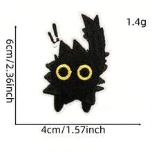 1 peça de aplique bordado de animal de desenho animado fofo, novo aplique bordado de gato preto, acessório de vestuário termocolante - mancha de gato preto - Ver 10