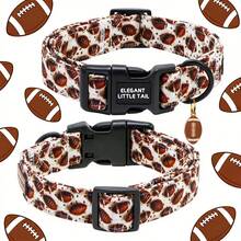 Collar elegante con diseño de rugby y colgante para perros pequeños, medianos y grandes, ajustable y suave para mascotas - Marrón - Ver 3