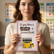 《如果你送老师暑假礼物》（粉色螺旋线圈设计，教师节礼物书，教师节礼物指南，办公用品，教师节礼物，2D） - 長方形 - 查看 7