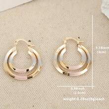 Minimalist Elegant Hollow Round Hoop Earrings, Versatile Accessory For Women, Suitable For Daily, Dating, Gifting For Holidays And Birthdays - Gold - View 3
