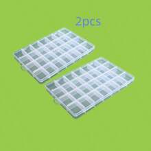1 pieza Caja de almacenamiento de plástico transparente con 10/12/15/24/28 compartimentos fijos, caja de almacenamiento multifuncional para pendientes, anillos, joyas, suministros de arte de uñas, herramientas de uñas, accesorios de uñas, decoraciones de joyas, un regalo ideal para mujeres - Multicolor - Ver 13