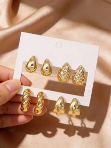 4 Pairs Women's Gold Teardrop Earrings Set, Lightweight And Delicate Daily Wear Earrings, Perfect Gift For Friends And Family - Gold - View 3