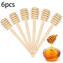6 Pcs Honey Dipper Stick, 3 Inch Mini Honey Dipper, Wooden Honey Dippers Stick, Honey Stirrer Honey Wand For Honey Collecting Dispensing Drizzling Jar Portable And Wedding Party - View 1