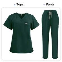 Niaahinn Scrubs Uniforms Sets Nursing High-Quality Medical Uniform Wholesale Nurse Hospital Workwear Short Sleeved Top Pants Set - 42192-淺玫瑰紅 - 查看 12