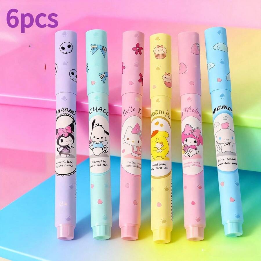 [Bộ sưu tập bán chạy nhất SANRIO] Bút dạ quang thương hiệu SANRIO - 6 chiếc/12 chiếc ngẫu nhiên, bút dạ quang nhiều màu sắc với hình in nhân vật dễ thương, bút đánh dấu đa năng dùng để ghi chú và đánh dấu, văn phòng phẩm, đầu bút bền, màu sắc sống động, đồ dùng văn phòng thiết yếu, cầm nắm thoải mái, đồ dùng học tập/văn phòng, quà tặng, dụng cụ viết, quà tặng ngày lễ, văn phòng phẩm độc đáo, quà tặng giáo viên, quà tặng tiệc tùng, bộ bút dạ quang tựu trường, bút đánh dấu văn phòng đáng yêu dùng để ghi chú cuộc họp, sắp xếp hồ sơ, lập kế hoạch, đánh dấu trang và trang trí không gian làm việc. - Nhiều màu - Xem 1
