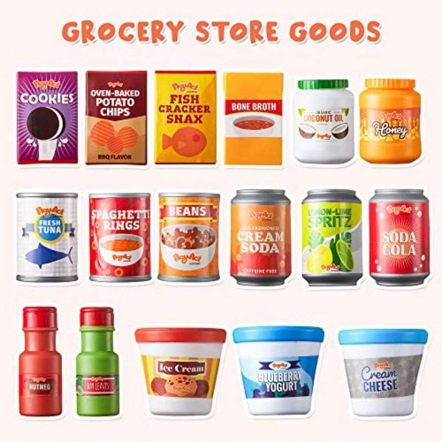 Set de 30 piezas de latas de comestibles, accesorios de cocina para juegos de helado y cajas de comida rápida - como en la foto - Ver 1