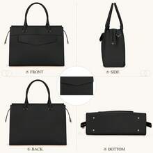 奢华十字纹手提包，15.6英寸防水笔记本电脑包，带可拆卸信封钱包，多功能工作单肩包 - 彩色 - 查看 9