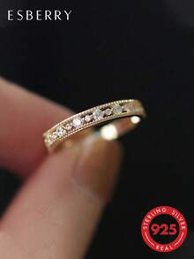 1 chiếc nhẫn cổ tròn bằng bạc Sterling S925 kiểu cổ điển, món quà trang sức tinh tế, phụ kiện dành cho nữ. - nhẫn - Xem 2