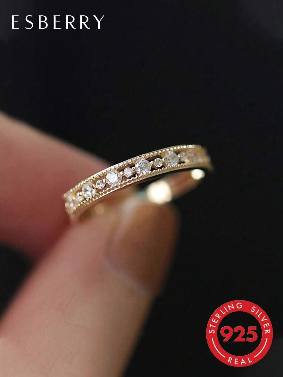 1 chiếc nhẫn cổ tròn bằng bạc Sterling S925 kiểu cổ điển, món quà trang sức tinh tế, phụ kiện dành cho nữ.