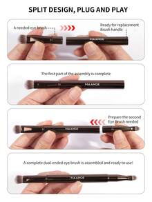 MAANGE Bộ cọ trang điểm đa năng 6 trong 1 bằng hợp kim nhôm, bộ cọ trang điểm mắt du lịch có thể tháo rời bao gồm cọ che khuyết điểm, cọ tạo khối, cọ tạo khối mũi, cọ highlight, cọ tán phấn mắt, cọ kẻ mắt, phù hợp cho phụ nữ và bé gái trang điểm hàng ngày, bộ cọ trang điểm du lịch làm quà tặng - Rỉ Nâu - Xem 9