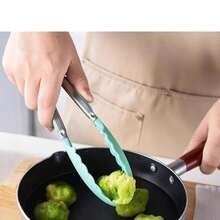 1/2pcs Multi-Functional Food Clip Kitchen Tool, Stainless Steel Non-Slip Clamp Design, Durable Rust-Proof, Can Directly Contact Food. Easy To Clean, Suitable For Cooking, Heating Bread, Hot Pot Cooking, Salad Making, Barbecue And Buffet Service - Multicolor - View 5