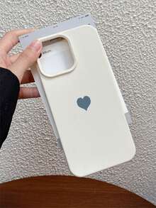 Custodia protettiva per telefono in silicone opaco a tinta unita a forma di cuore, compatibile con iPhone 17 Pro Max, 17 Pro, 17, 16, 15, 14, 13, 12 Pro Max, 11, custodia protettiva a copertura totale in colori caramella - bianco antico - Visualizzare 2