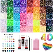 40色树脂果冻水钻，可制作闪亮的3mm/4mm/5mm平底宝石，配有镊子，适用于DIY服装、鞋子、闪亮套装、钻石画用品、闪亮装饰品、工艺品、杯子、钻石画装饰等。 - 多色 - 查看 15
