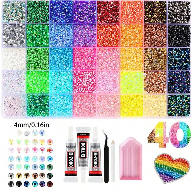 40 Colors Resin Jelly Rhinestones, For Making Dazzling 3mm/4mm/5mm Flat Back Gems, With Tweezers, Suitable For DIY Clothing, Shoes, Dazzling Kits, Diamond Art Supplies, Shiny Decorations, Crafts, Cups, Diamond Painting Decor And More - Multicolor - View 13