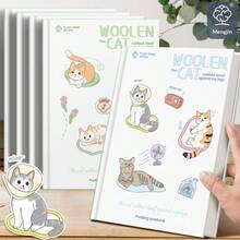 Cute Student Hard Cover Notebook, Matte Hard Shell Notebook, A5/Classroom Notes, Cat Language Diary Ruled, Thick Hard Cover, 80 Sheets/160 Pages, 145*210mm, Cartoon Cat Pattern, Student Workbook Diary - Notebook - View 1