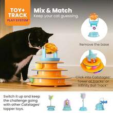 2-in-1 Treat Toy Spinning Fish Interactive Cat Toy and Topper for Cat Ball Track Treat-Dispensing Fish Orange - como en la foto - Ver 5