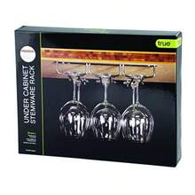 True by True Fabrications Under the Counter Wine Glass Storage or Drying Rack in Chrome Plated Metal Perfect Wine Glass Storage Solution - Holds 9 Glasses - plateado - Ver 5