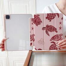 1 Ốp lưng bảo vệ bằng acrylic trong suốt cao cấp in hình rùa biển và sao biển màu hồng, có khe cắm bút, chân đế từ tính đa góc và chức năng tự động bật/tắt màn hình, tương thích với iPad Pro/Air, và Pad 5/6/28. - Nhiều màu - Xem 10