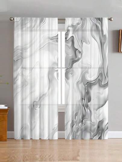 Bộ 2 rèm trang trí họa tiết hoa hiện đại, rèm bán trong suốt cho phòng khách, phòng ngủ, trang trí nhà cửa.