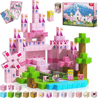 100pcs Magnetic Building Blocks Set, STEM Montessori Stacking Toys For Boys & Girls 3-10 Years Old, Sensory Interlocking Bricks, Preschool Birthday Gift