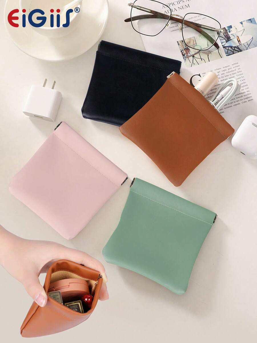 EIGIIS Mini Porta-Moedas e Bolsa de Maquiagem (1 unidade) - Fecho Automático, Alta Qualidade, Organizador Portátil para Dinheiro, Fones de Ouvido, Batom e Chaves - Acessório de Viagem Compacto, Material PU Leve e Durável, Opção de Cor Arco-Íris. Bolsa Pequena (12x11cm) - Multicolorido - Ver 1