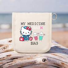 SANRIO Bolsa de medicina portátil impresa | Organizador compacto de pastillas y botiquín de primeros auxilios, bolsa de medicina de tela multifuncional, bolsa de emergencia médica ligera adecuada para la escuela, el hogar, el viaje, bolsa de primeros auxilios, organizador de medicamentos, estuche de pastillas, caja de pastillas, organizador de pastillas para el hogar, para crucero, esenciales de viaje - Multicolor - Ver 8
