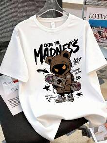 1 Set Cartoon Character & Skateboard Graphic Short Sleeve T-Shirt And Shorts Outfit, Suitable For Teenage Boys, Perfect Summer Gift For School And Outdoor Wear, Spring/Summer - Multicolor - View 5