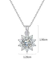 1 Peça Colar de Prata Esterlina 925 Elegante com Moissanita de 1 Quilate e 6,5 mm no Formato de Floco de Neve, Adequado para Uso Diário de Mulheres, Joias de Prata Femininas, Festa, Trabalho, Aniversário, Presente de Casamento e Aniversário - Prata - Visão 3