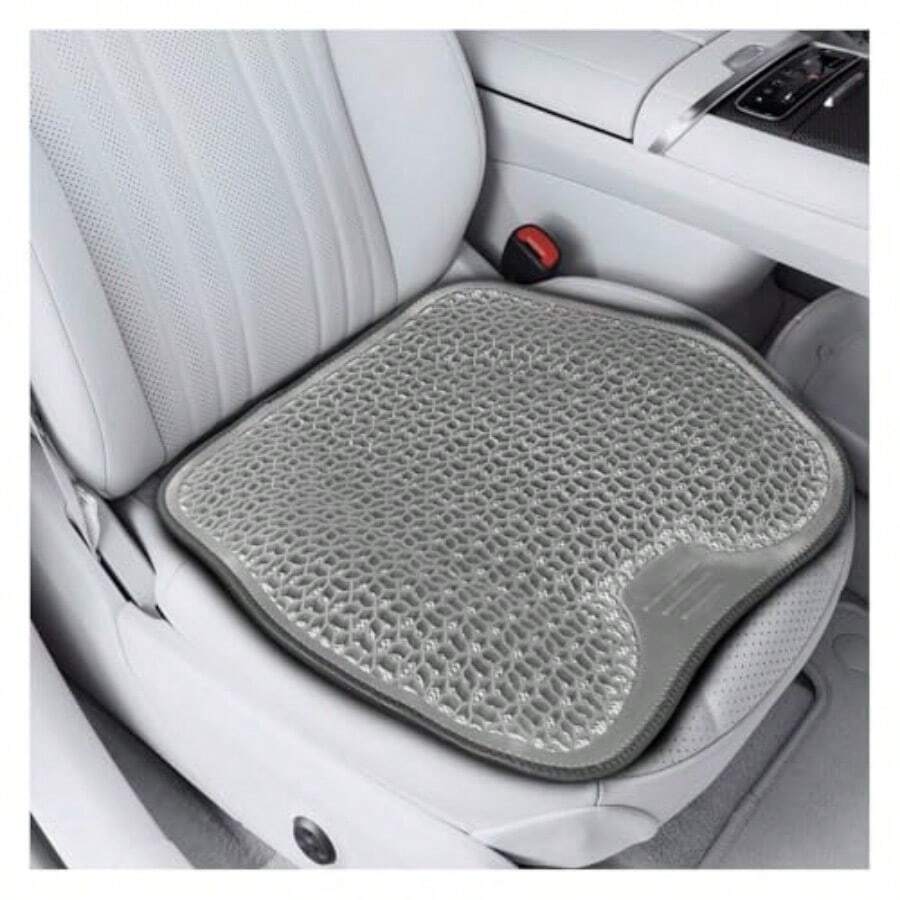 Gel Car Seat Cushion Cooling Breathable Car Driving Seat Protector Cover Comfortable Anti-Slip Chair Cushion Pad Universal Automotive Interior Accories For Sedan Office Grey - 灰色 - 查看 1