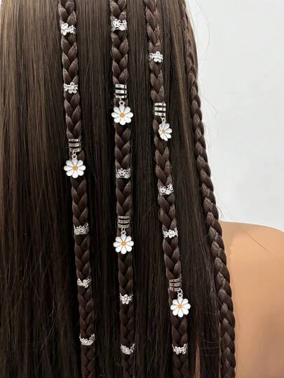 45 piezas Pasadores de cabello de flor de margarita de aleación, pasadores de cabello decorativos de estilo punk y hip hop Y2K, accesorios de cabello para regalo, fiesta y uso diario