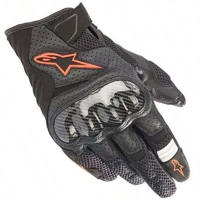 Alpinestars Guantes de motocicleta SMX-1 AIR V2 de cuero de microfibra y fibra de carbono, guantes de ciclismo y motocicleta, guantes de moto, motocross y bicicleta, transpirables, resistentes y con pantalla táctil para hombres y mujeres