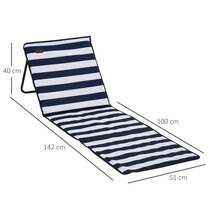 Pack Of 2 Foldable And Adjustable Beach Mats With Carrying Bag And Magazine Pocket, Made Of Steel And Oxford Cloth In Blue And White. - Black and Blue and White Stripes - View 9