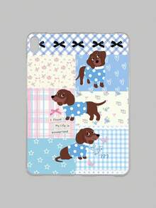 1 件装拼接蓝色格子腊肠犬印花透明平板电脑保护套，饰有蝴蝶结、星星、爱心元素，可爱又治愈，充满少女魅力，兼容 iPad Pro 11 英寸、Air 2、Air 第五代（2022 年）、Air 11 英寸（M2，2024 年）、Air 11 英寸（M3，2025 年）、第十代 - 無色 - 查看 39