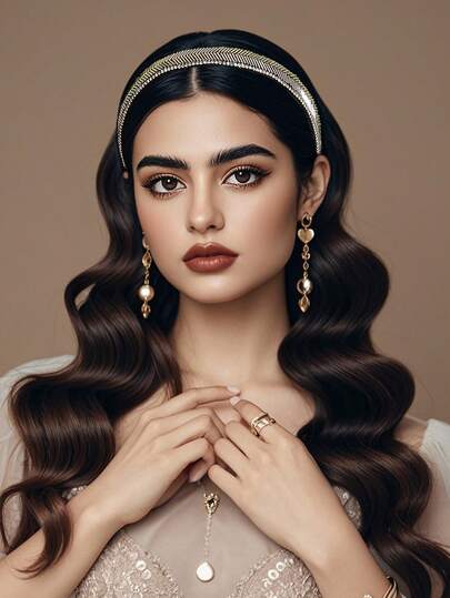 1件闪亮金色水晶发箍，时尚水钻装饰简约女士发饰，适合新年、婚礼、订婚、节日派对、摄影、休闲外出等场合。