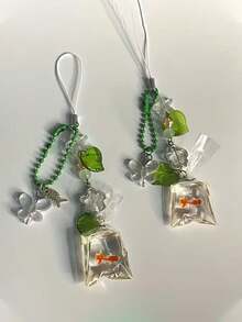 手工鱼形手机挂饰 - Y2K 复古风鱼形钥匙扣饰品，可爱手机配件，鱼鳞吊坠搭配环形连接器，兼容智能手机和钥匙，可作包包挂饰，教师节礼物 - 彩色 - 查看 4