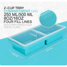 Silicone Freezer Tray With Lid - Soup Freezer Container Molds Set Makes 2-Cup & 1-Cup 1/2-Cup Portions Cubes Preparing Meals In Different Portion Sizes Oven & Dishwasher- - 藍色 - 查看 7