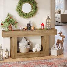 Tribesigns 63-Inch Long Console Table, 2-Tier Entryway Table Sofa Table With Storage, Farmhouse Wood Behind Couch Table For Living Room, Hallway, Brown - Brown - View 5