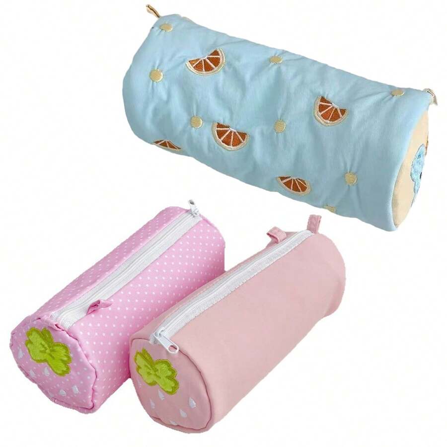 1个可爱铅笔盒，耐用拉链铅笔袋，简约化妆品收纳袋，学校和办公用品整理袋 - 多色 - 查看 1