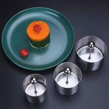 3 pièces Ensemble de moules à gâteau en acier inoxydable avec poussoir, convient pour sushi, riz aux haricots rouges, plats froids, pâtisseries, desserts, fait main, aliments, pour une utilisation professionnelle en cuisine et à la maison - Multicolore - Voir 7