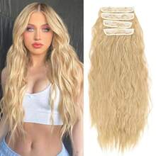 18-32 Inch 4pcs/Set Water Wave Clip-In Hair Extensions, Thick Density Full Head For Women - Multicolor - View 25