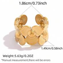 Uself 3pcs/1set 18K Gold Plated Textured Floral Wreath Ring Set, 304 Stainless Steel, Natural Pleated Petal Design, Suitable For Women's Botanical Theme Jewelry In Summer, Low Allergy, Fit For Boho, Streetwear And Daily Wear, Western Style Accessory - Multicolor - View 7