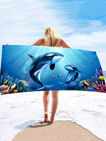 Beach Towel 250GSM Ultra-Soft Quick-Dry | 70*140cm/90*180cm Available | Whale Pattern | High Absorbency Portable Swimming Towel, Bathroom Decor, Beach Towel | Suitable For Summer Beach Swimming Travel Camping Fitness | Beach Decor