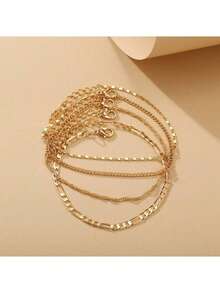 4 pièces Set de bracelets de cheville mode style plage en alliage, convient pour les voyages, la plage et le port quotidien des femmes - Multicolore - Voir 7