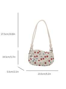 Túi đeo chéo nữ in hình quả anh đào, túi đeo vai dễ thương và thời trang với dây rút điều chỉnh được, phù hợp cho thanh thiếu niên, phụ nữ, nữ sinh, học sinh, nữ công sở, có thể đựng điện thoại, chìa khóa, ví, son môi, mỹ phẩm, phấn phủ, cọ trang điểm, v.v. - trắng - Xem 7