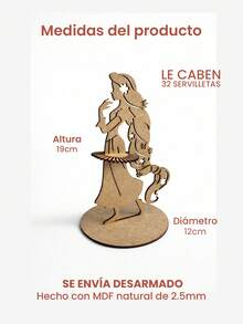 Servilletero de madera MDF en forma de princesa para XV años decoración mesa dulces quinceañera centro de mesa elegante porta servilletas fiesta temática princesa recuerdos evento - CAF - Ver 2