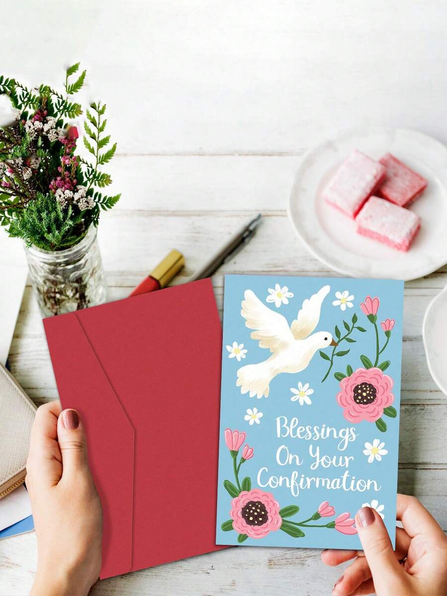 4套/1套/祝贺卡 洗礼卡、祈祷卡、洗礼欢迎会卡、坚信礼卡、婚礼贺卡 生日卡 毕业典礼卡 母亲节卡 附赠精美信封 5.11英寸 x 7.87英寸 - 多色 - 查看 1