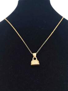 1pc Elegant 18K Gold Plated Stainless Steel Handbag Pendant Niche Luxury Necklace, Unisex Daily Wear - Yellow Gold - View 7