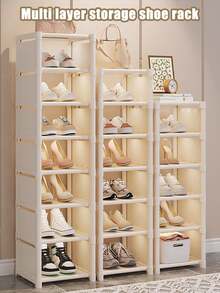 4-Tier Z-Shaped Shoe Rack, Plastic Freestanding Storage Shelf, Multi-Functional Large Capacity Storage Rack, Easy To Assemble Floor Installation, No Tools Required, Stackable, Home & Dorm Essential, Space-Saving, Home Organization Shoe & Boot & Miscellaneous Storage, Suitable For Hallway, Closet, Living Room, Bedroom - Multicolor - View 15