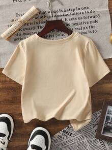 1pc Infant/Toddler Boys' Casual Graphic Print Round Neck Short Sleeve T-Shirt, Summer Childrenswear - A Captivating T-Shirt That Brings Joy And Happiness To Every Child! - Apricot - View 4
